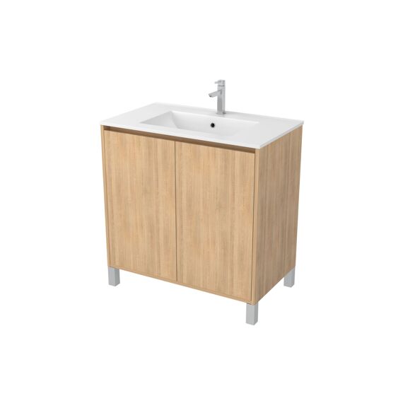 Aurlane Atos Eiken 80Cm Wastafelmeubel 2-Deurs Op Voeten