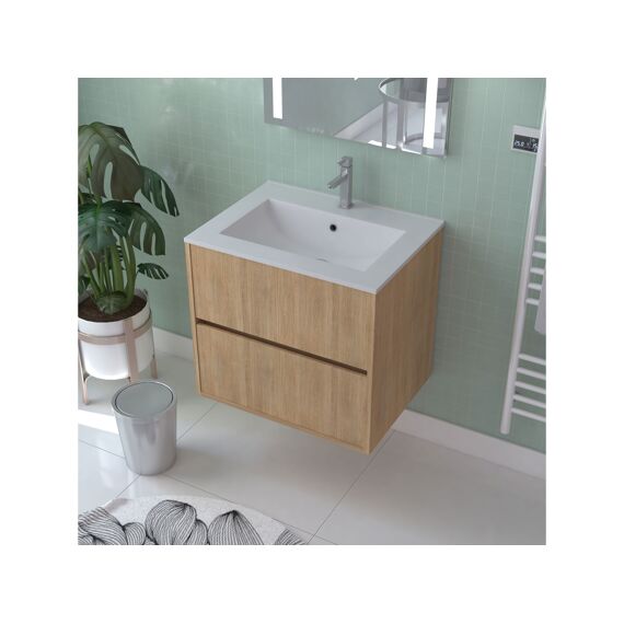 Aurlane Atos Eiken 60Cm Wastafelmeubel 2 Laden