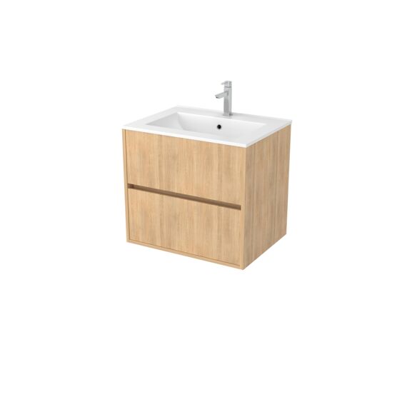 Aurlane Atos Eiken 60Cm Wastafelmeubel 2 Laden