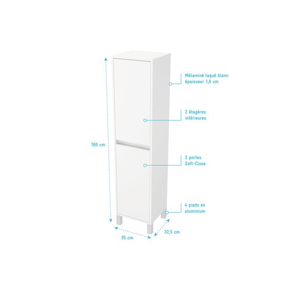 Aurlane Atos Kolomkast 160Cm Wit