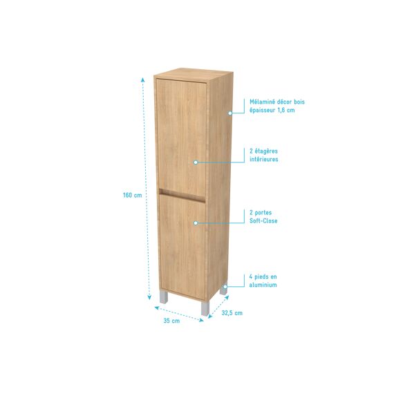 Aurlane Atos Kolomkast 160Cm Eiken