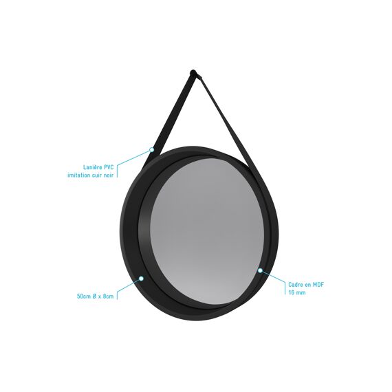 Aurlane Fjord Spiegel Rond Zwart 50Cm