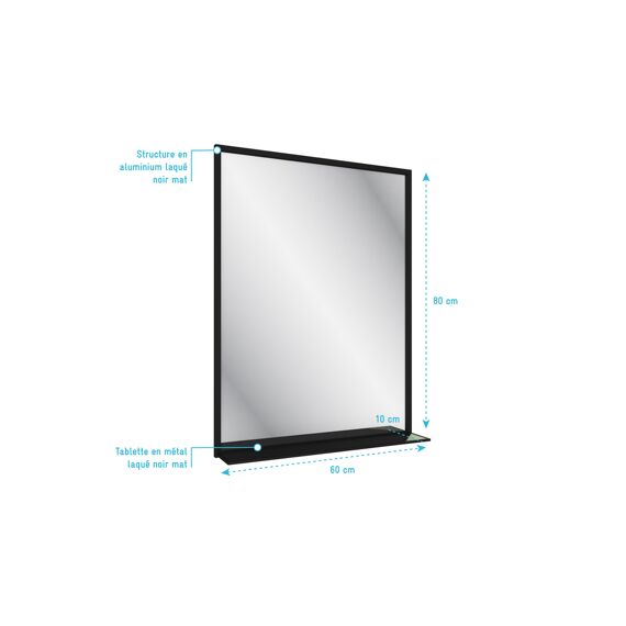 Aurlane Steel Spiegel Aluminium Zwart 60x80Cm