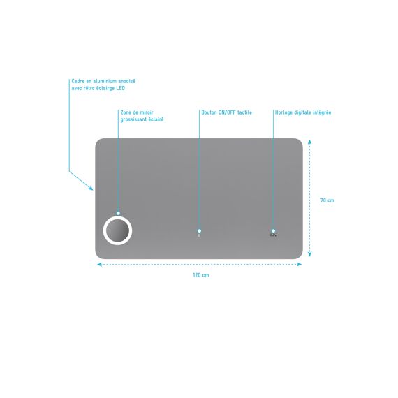 Aurlane Zilver Shadow Spiegel Led 120X70Cm