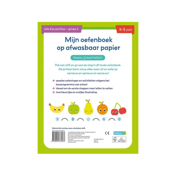 Mijn Oefenboek Op Afwasbaar Papier Eerste Telspelletjes (4-5J)