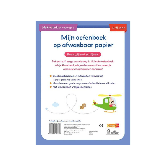 Mijn Oefenboek Op Afwasbaar Papier Eerste Schrijfspelletjes (4-5J)