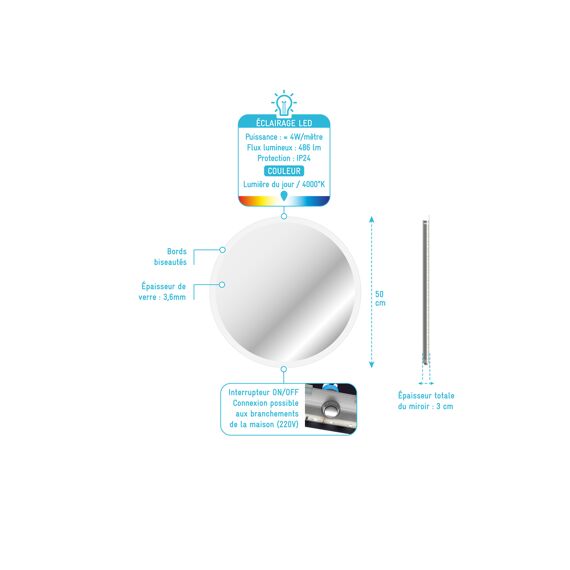 Aurlane Start Spiegel Led Rond 50Cm