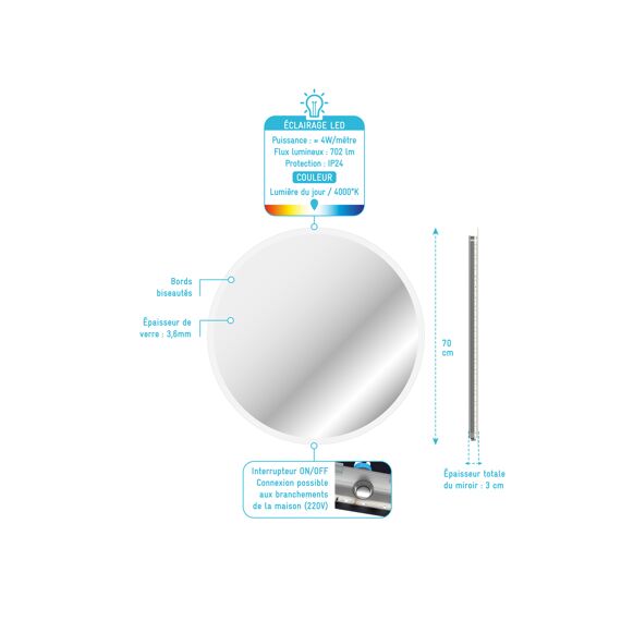 Aurlane Start Spiegel Led Rond 70Cm