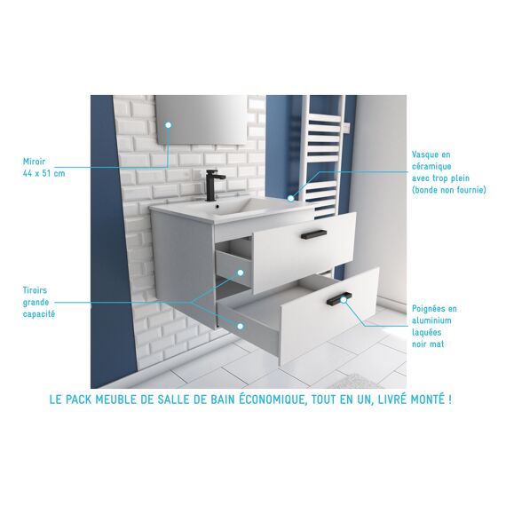 Aurlane Lift Badkamermeubelset Wit 60X45X46Cm