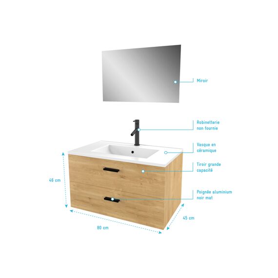 Aurlane Lift Badkamermeubelset Hout 80X45X46Cm