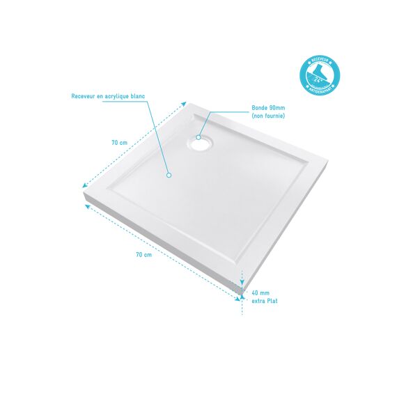 Aurlane Pure 2 Douchebak Acryl 70X70Cm Excl Afvoer