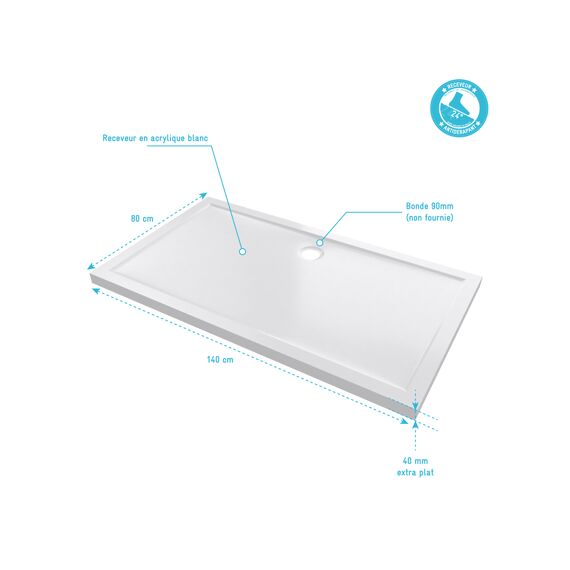 Aurlane Pure 2 Douchebak Acryl 80X140Cm Excl Afvoer