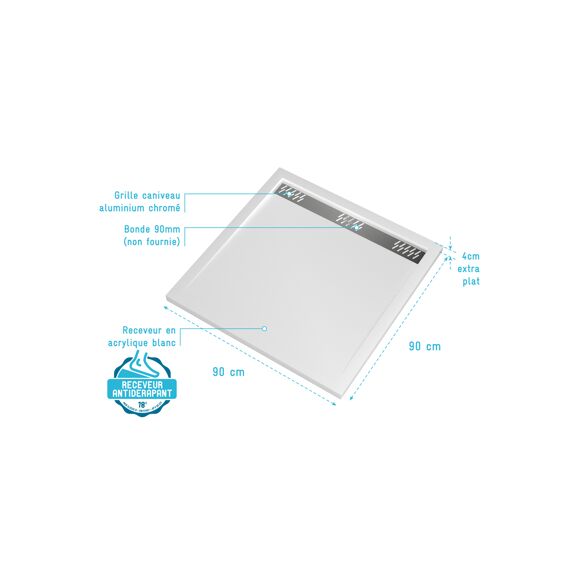 Aurlane Pure 2 Douchebak Met Rooster Chroom 90X90Cm Excl Afvoer