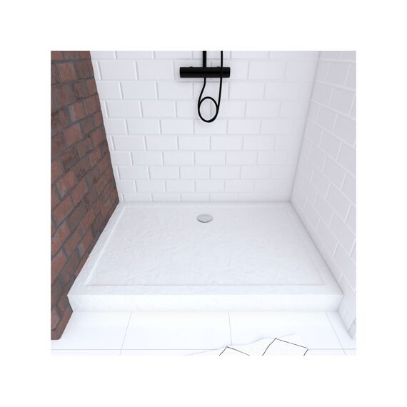 Aurlane Pedra Douchebak Acryl Leisteeneffect Wit Mat Hoog 80X120Cm Incl Afvoer