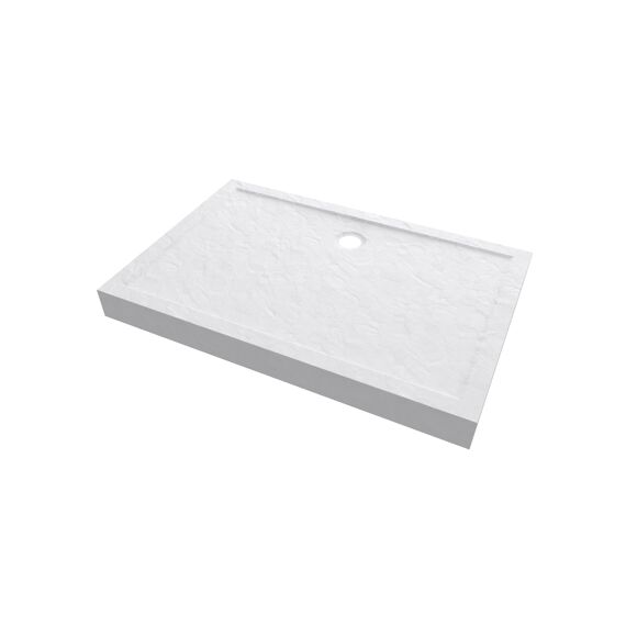 Aurlane Pedra Douchebak Acryl Leisteeneffect Wit Mat Hoog 80X120Cm Incl Afvoer