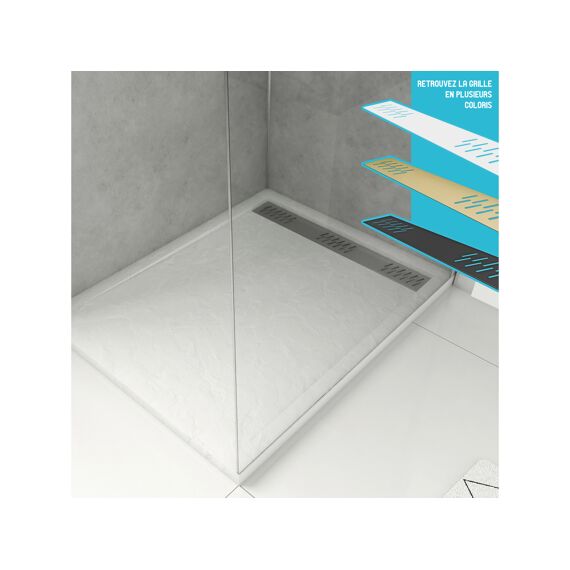 Aurlane Pedra Douchebak Acryl Leisteeneffect Wit Mat Rooster 80X80Cm Excl Afvoer