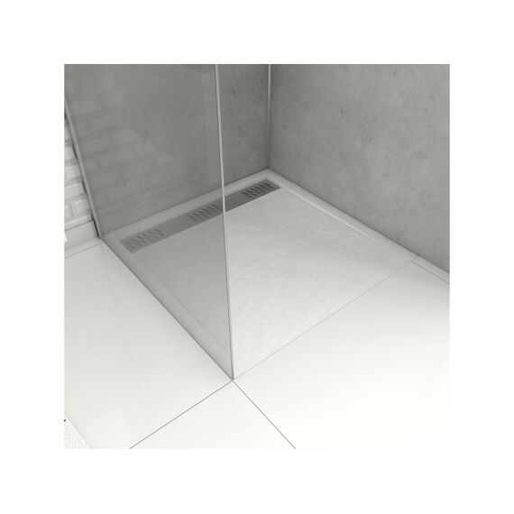 Aurlane Pedra Douchebak Acryl Leisteeneffect Wit Mat Rooster 80X80Cm Excl Afvoer