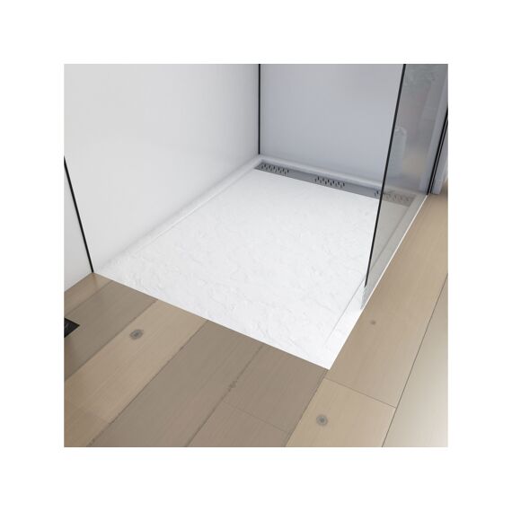 Aurlane Pedra Douchebak Acryl Leisteeneffect Wit Mat Rooster 80X120Cm Excl Afvoer