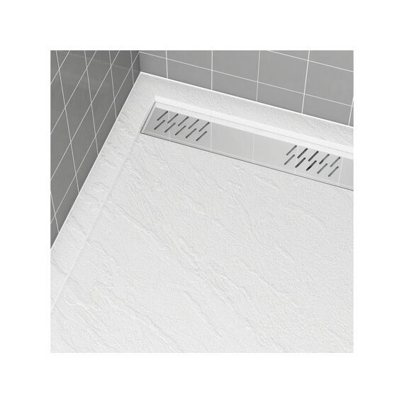 Aurlane Pedra Douchebak Acryl Leisteeneffect Wit Mat Rooster 80X140Cm Excl Afvoer