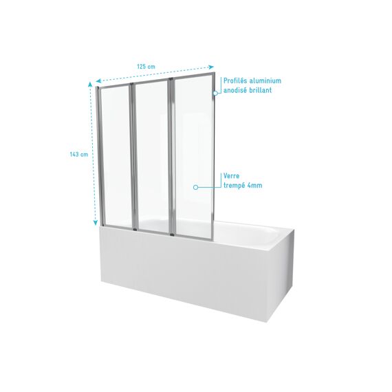 Aurlane Badwand Met 3 Luiken Chroom 143X125Cm
