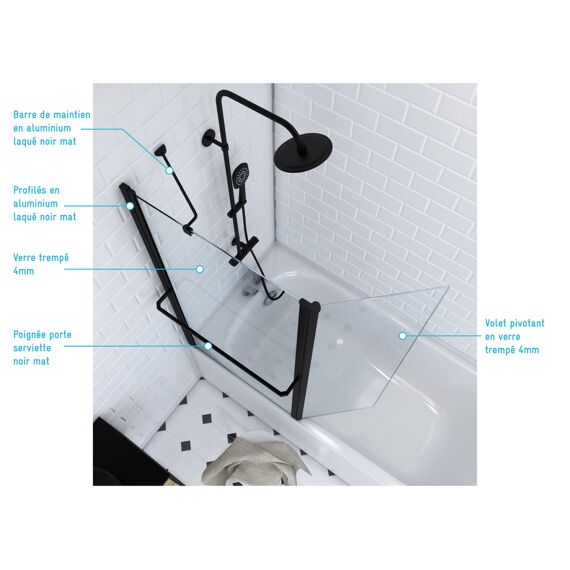 Aurlane Ibiza Badwand Zwart Mat 130X105Cm