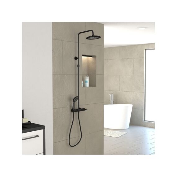 Aurlane Arty Douchekolom Zwart Mat Mechanisch 133X28X52Cm