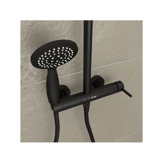 Aurlane Arty Douchekolom Zwart Mat Mechanisch 133X28X52Cm