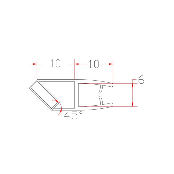 Aurlane Magnetische Strip Hoek 45° 200Cm 6Mm