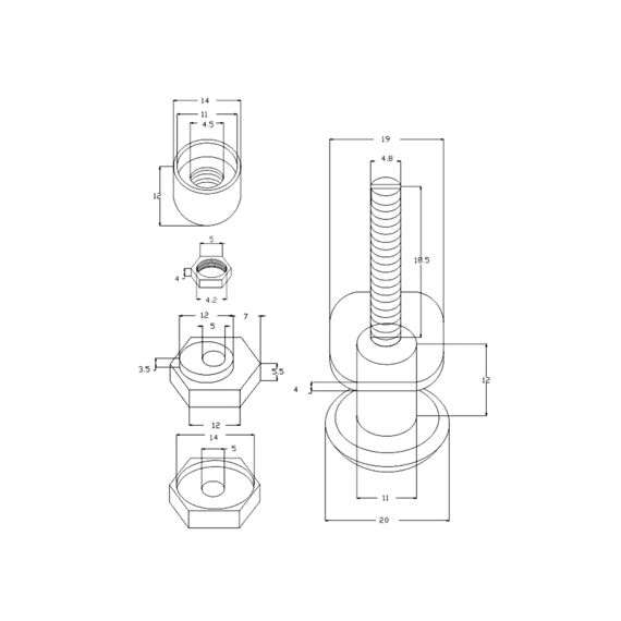Aurlane Wielen Voor Douchecabine Kunststof Lang Dia 20Mm 4 Stuks