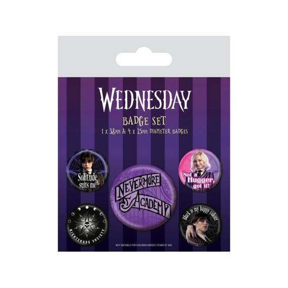 Wednesday Badgeset Nevermore 5 Stuks