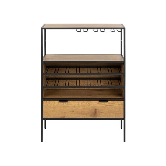 Seaford Cabinet Wild Oak Metaal Zwart Frame 77X40X105Cm