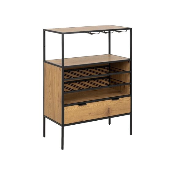 Seaford Cabinet Wild Oak Metaal Zwart Frame 77X40X105Cm