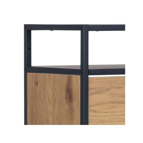 Seaford Schoenenkast Wild Oak Metaal Zwart Frame 3 Lades 56X30X129Cm