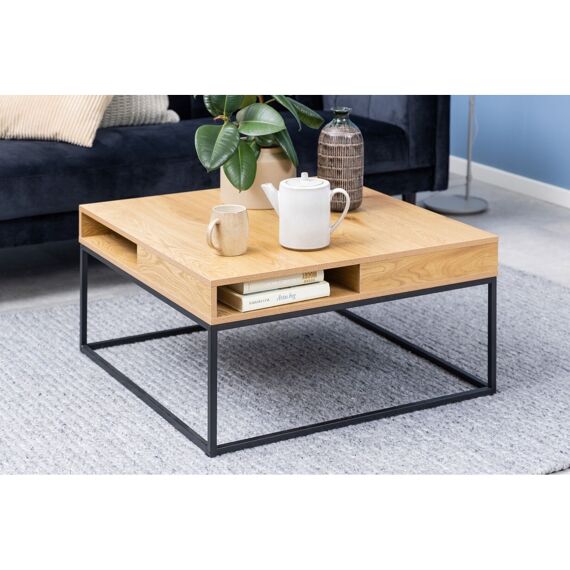 Willford Coffee Table Wild Oak Metaal Zwart Frame 80X80X40Cm