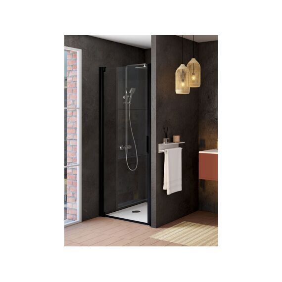 Allibert Laja - 1 Zwaaideur-Transparant Neutraal Zwart-86-91 X 200 Cm