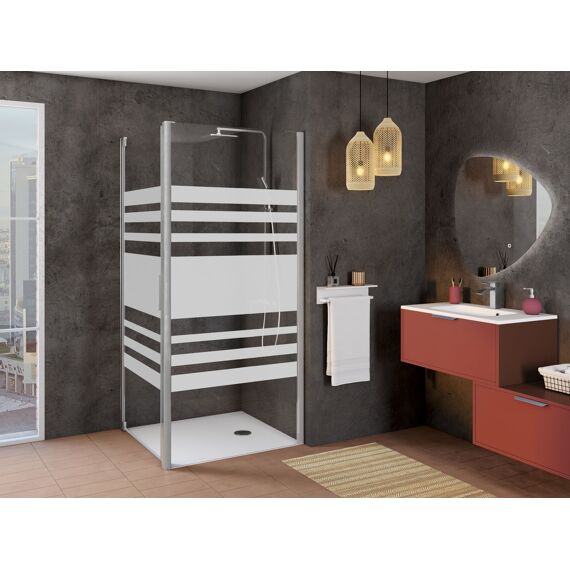 Allibert Laja - 1 Vaste Wand-Horizontaal Gelijnd Chroom-86,5-89 X 200 Cm