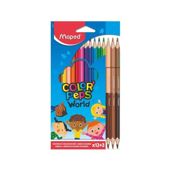 Maped Kleurpotloden Color Peps World 12St + 3St Huidskleur