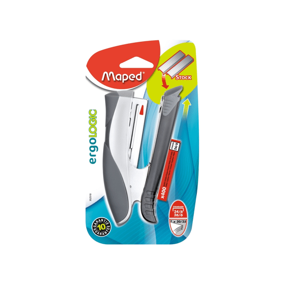 Maped Nietmachine Ergologic Half Strip 26/6 + 400 Nietjes Op Bliste Assortiment