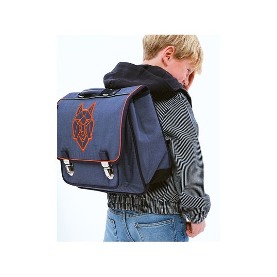 Caramel Et Cie Schooltas Medium Wolf Blauw