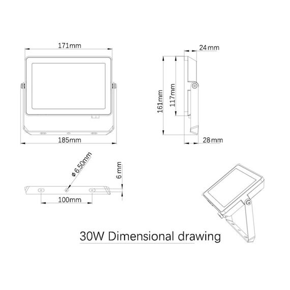 Projectline Floodlight 30W 3000K