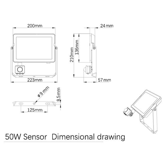 Projectline Floodlight 50W 3000K Sensor