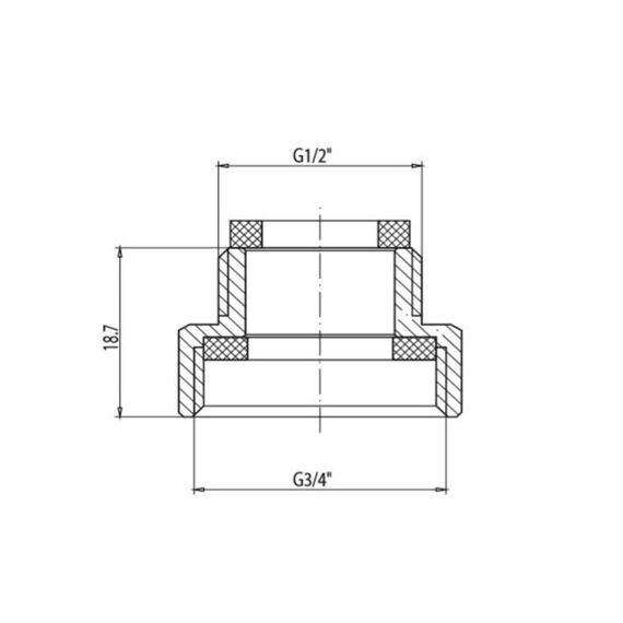 Mv-2Pr Verbindingsstuk 3/4 X 1/2 Chroom