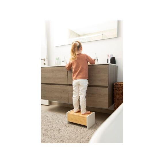 Childhome Houten Opbergtrapje 2 In 1 Wit/Naturel