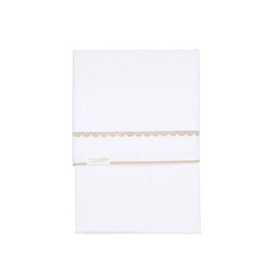 Little Dutch Newborn Naturals Wieglaken 70X100Cm Beige Rounded Geborduurd