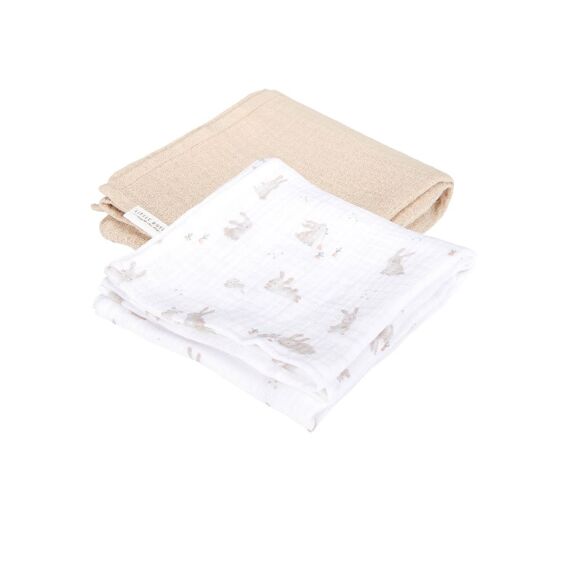 Little Dutch Newborn Naturals Swaddle Doeken Set Hydrofiel 70X70Cm Baby Bunny / Beige