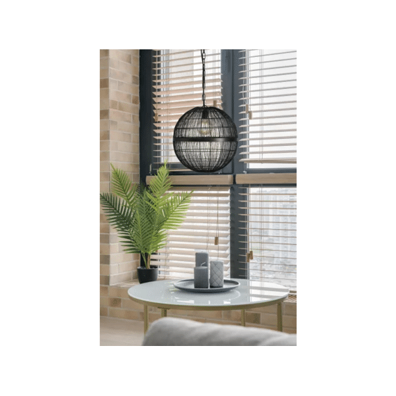 Hanglamp Metaal Mat Zwart- Draadrooster Mat Zwart- Ø 300Mm- H 1400Mm