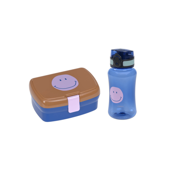 Lassig Lunch Set (Lunchbox + Drinkfles) Little Gang Smile Caramel/Blue