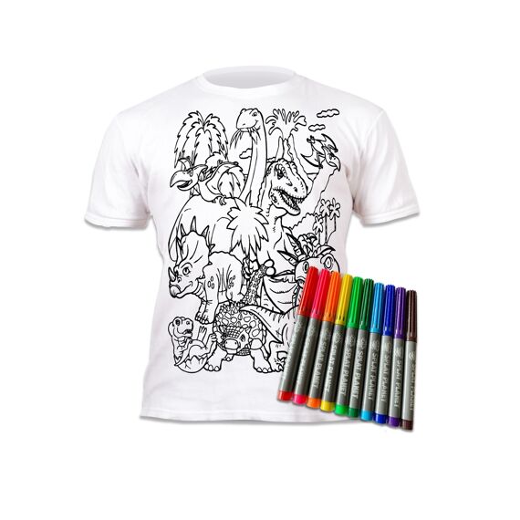 T-Shirt Om In Te Kleuren Dinosaurus 3-4