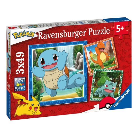 Ravensburger Puzzel 3X49 Stuks Pokemon Glumanda Bisasam