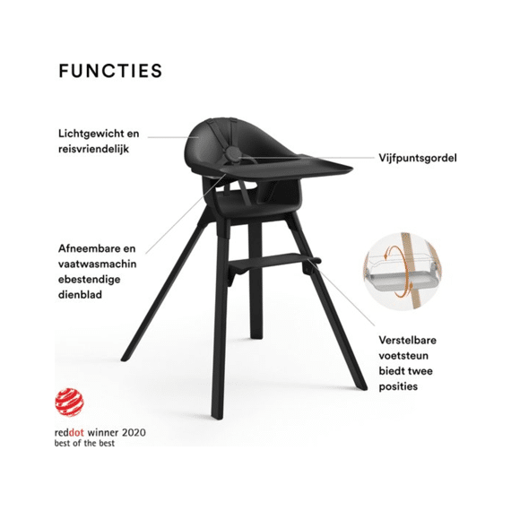 Stokke Clikk Eetstoel Midnight Black
